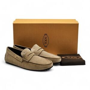 Tod's Mocassino City Gommino Penny Suede Loafers Brown UK 7.5 US 9 - NWB $695